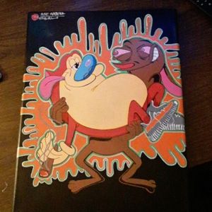 Custome 420 Ren & Stimpy 12×16 canvas painting